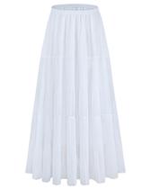 Saia maxi GVAOO Chiffon Flowy Elástica de Cintura Alta A-Line 2026 Saia maxi GVAOO Chiffon Flowy Elástica de Cintura Alta A-Line 2026