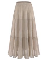 Saia maxi GVAOO Chiffon Flowy Elástica de Cintura Alta em Linha A