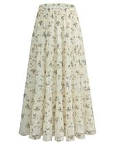 Saia maxi GVAOO Chiffon Flowy Elástica de Cintura Alta para Mulheres