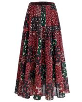 Saia maxi GVAOO Chiffon Flowy Elástica de Cintura Alta para Mulheres