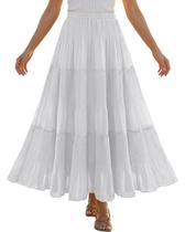 Saia maxi GVAOO de chiffon plissada elástica de cintura alta para mulheres