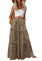 Saia maxi Lepunuo moderna de cintura alta fluida com bolsos femininos