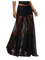 Saia maxi MakeMechic com bolinhas florais transparentes para mulheres
