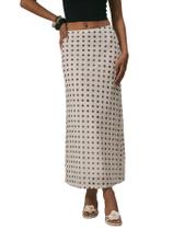 Saia maxi MakeMechic Y2k Floral Boho com bolinhas brancas esvoaçantes