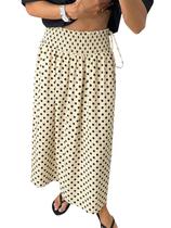 Saia maxi Tankaneo, de bolinhas, boho, blusa, cintura alta, feminina