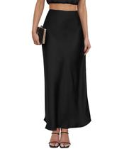 Saia maxi TEDDIFY, cetim, cintura alta, elástica, cintura elástica feminina Saia maxi TEDDIFY, cetim, cintura alta, elástica, cintura elástica feminina