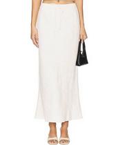 Saia maxi TEDDIFY: linho, cintura alta, fluida, branca Saia maxi TEDDIFY: linho, cintura alta, fluida, branca
