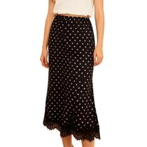 Saia maxi Thopavenoir com bolinhas e seda com acabamento em renda para mulheres Saia maxi Thopavenoir com bolinhas e seda com acabamento em renda para mulheres