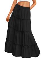 Saia Maxi Trendy Queen Black para mulheres com cintura elástica de verão