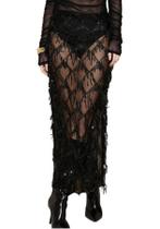 Saia maxi Unybwonn, lantejoulas, franjas transparentes, borla para mulheres