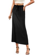 Saia maxi VividHarbor feminina com cordão de cetim de cintura alta