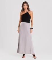 Saia Midi Acetinada Dianna Cinza