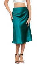 Saia midi ALCEA ROSEA de cetim de cintura alta e sedosa para mulheres