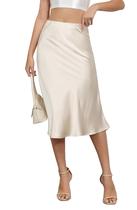 Saia midi ALCEA ROSEA de cetim de cintura alta e sedosa para mulheres