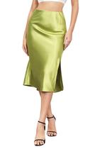 Saia Midi ALCEA ROSEA de cintura alta e cetim sedoso para mulheres