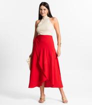 Saia Midi Amarração Envelope Select Vermelho Saia Midi Amarração Envelope Select Vermelho