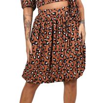 Saia Midi Balone Estampada Animal Print Saia Midi Balone Estampada Animal Print