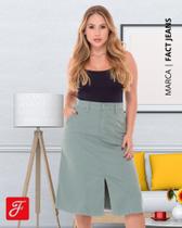 Saia Midi Cintura Alta Fact Jeans F285