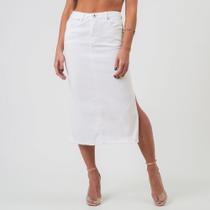 Saia Midi Color Fendas Laterais Branca