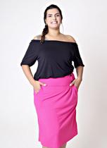 Saia Midi com Bolso e Botões Kaltty