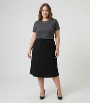 Saia Midi Com Bolso Plus Size Secret Glam Preto