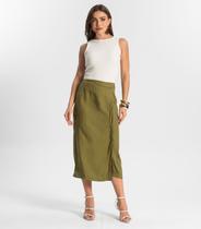 Saia Midi Com Fenda Endless Verde
