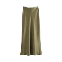 Saia Midi de Cetim Casual e Elegante para Mulheres - Cintura Média - Primavera/Verão