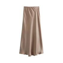 Saia Midi de Cetim com Cintura Alta Elástica - Moda Feminina Chique Saia Midi de Cetim com Cintura Alta Elástica - Moda Feminina Chique