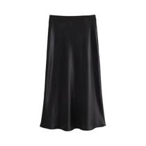 Saia Midi De Cetim De Cintura Alta Para Mulheres, Estilo Y2K, Casual E Elegante, Saias Longas Para