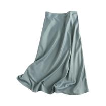Saia Midi De Cetim Elegante De Cintura Alta Para Mulheres, Ideal Para O Verão E Escritório, Saia