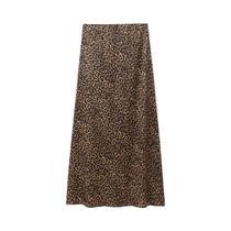 Saia Midi De Cintura Alta Com Estampa De Leopardo Para Mulheres, Saia Longa Vintage Com Drapeado