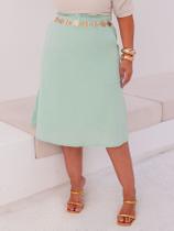 Saia Midi De Linho Plus Size Elegante