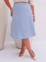Saia Midi De Linho Plus Size Elegante Saia Midi De Linho Plus Size Elegante