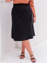 Saia Midi De Linho Plus Size Elegante