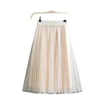 Saia Midi de Tule Plissada - Cintura Alta - Estilo Coreano