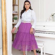 Saia Midi de Tule Roxo - DM Veste