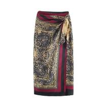 Saia Midi Elegante Com Estampa Paisley Vintage Para Mulheres, Estilo De Festa De Outono E Férias