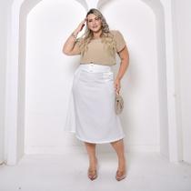 Saia Midi em Alfaiataria Com Bolsos Moda Evangélica