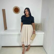 Saia Midi em Tule Moda Evangélica Feminina