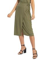 Saia Midi Envelope Com Transpasse Rovitex Verde