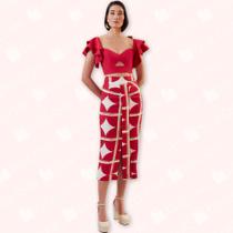 Saia Midi Estampada com Pregas - Moda Casual Chic Saia Midi Estampada com Pregas - Moda Casual Chic