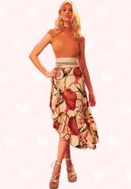 Saia Midi Estampada Det. Aviamento - Moda Casual Chic Saia Midi Estampada Det. Aviamento - Moda Casual Chic