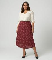 Saia Midi Estampada Plus Size Secret Glam Vermelho Saia Midi Estampada Plus Size Secret Glam Vermelho