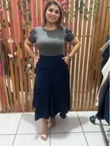 Saia Midi Feminina Alfaiataria Evase Sensorial Com Bolso Elegante