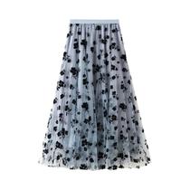 Saia Midi Feminina De Cintura Alta Com Estampa Floral Em Tule, Plissada Em Malha, Estilo Coreano, Saia Midi Feminina De Cintura Alta Com Estampa Floral Em Tule, Plissada Em Malha, Estilo Coreano,
