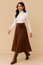 Saia Midi Feminina Elegante Alfaiataria E Cintura Alta
