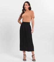 Saia Midi Feminina Em Alfaiataria Endless Preto Saia Midi Feminina Em Alfaiataria Endless Preto