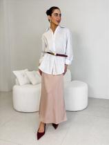 Saia Midi Feminina em Cetim Leve e Fluido