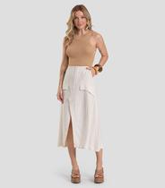 Saia Midi Feminina em Linho Dianna Bege