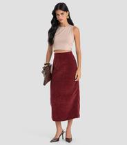 Saia Midi Feminina em Tricot Glow Shine Dianna Vermelho Saia Midi Feminina em Tricot Glow Shine Dianna Vermelho